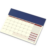 FIS Year Planner 2024 (English/French) with PVC Desk Blotter and Italian PU Flap, Blue - Al Masam Stationery LLC