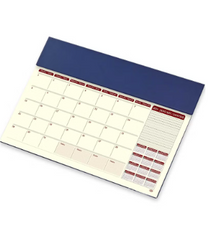 FIS Year Planner 2024 (English/French) with PVC Desk Blotter and Italian PU Flap, Blue