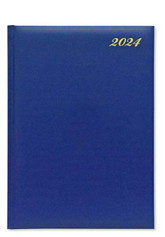FIS Golden Pocket Diary 2024 English (1 Week at a glance) Vinyl, 1 Side Padded, Blue - Al Masam Stationery LLC