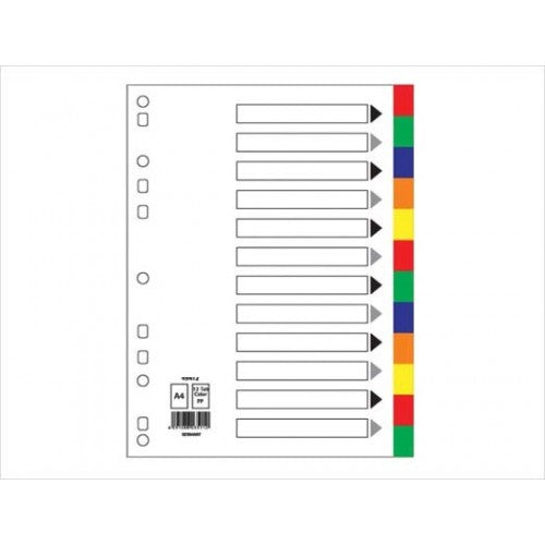 Divider 12 Colour Pvc A4 - Al Masam Stationery LLC