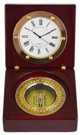 AMS-DT 631 WINEM Metal-Wooden Desktop Clock-Islamic/Qibla Compass - Al Masam Stationery LLC