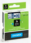 Dymo TP 9mm blue and white D1 labelling machine with a sleek design, showcasing the label printing feature.