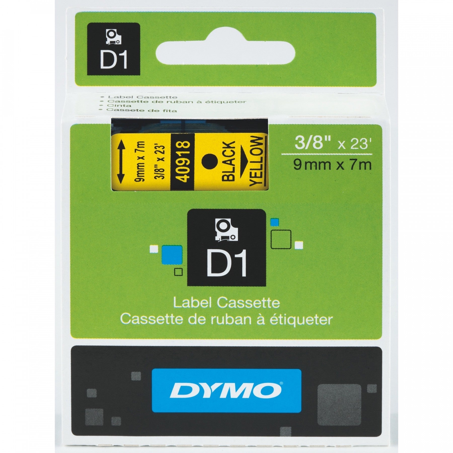 Dymo Labelling Tapes (9mmx7m) D1 Black Printing on yellow lable -40918 - Al Masam Stationery LLC