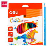 Deli Plastic Colored Pencil Triangle Bright 24C - Al Masam Stationery LLC