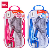 Deli Drafting Ruler 15cm Set Squares Protractor Compass Pencil Eraser Sharpener 2C - Al Masam Stationery LLC