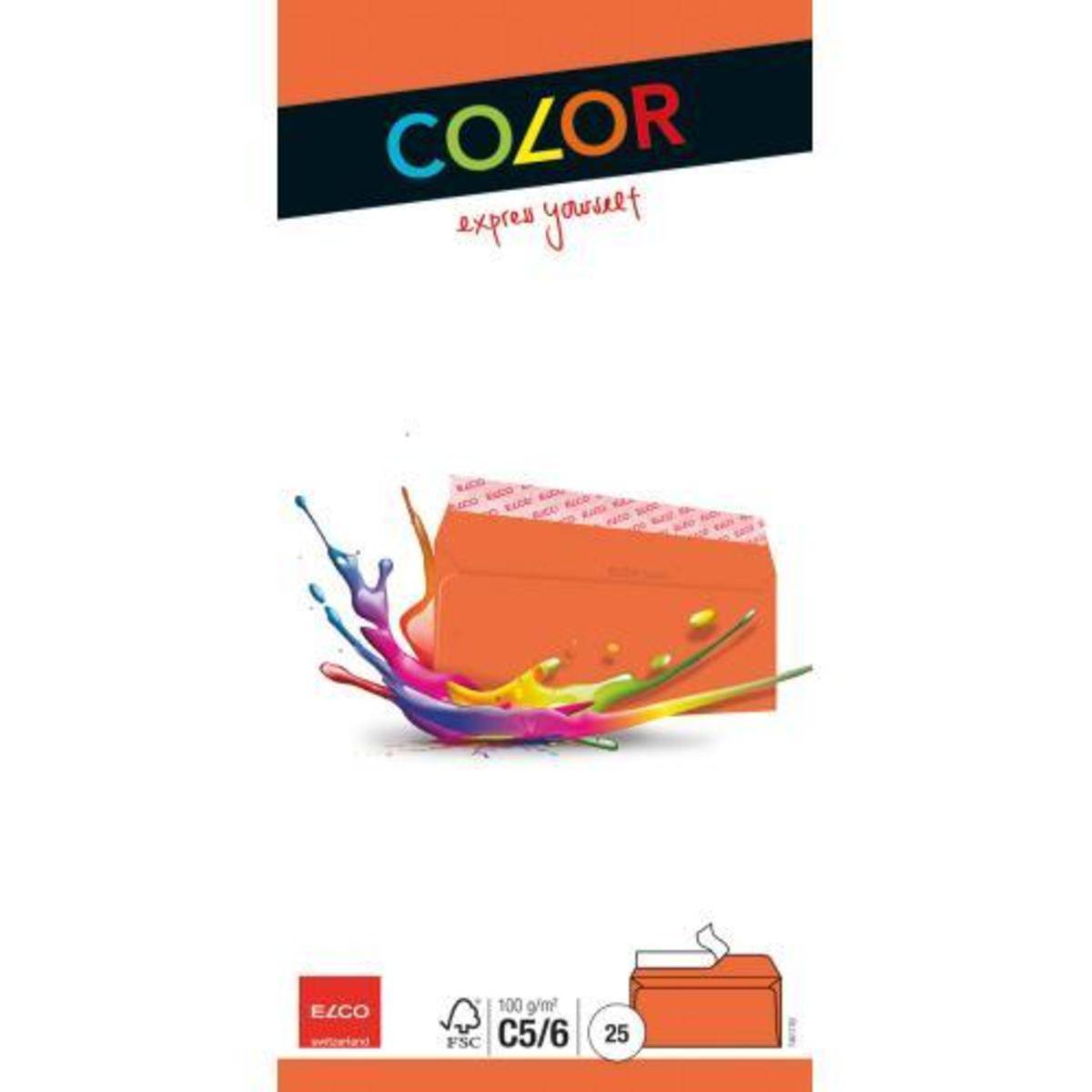 Elco Color C5/6 orange Envelope without window, adhesive closure - Al Masam Stationery LLC