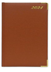 FIS Agenda Diary 2024 (Engl1 Side Padded,Gold Corners, Brown - Al Masam Stationery LLC