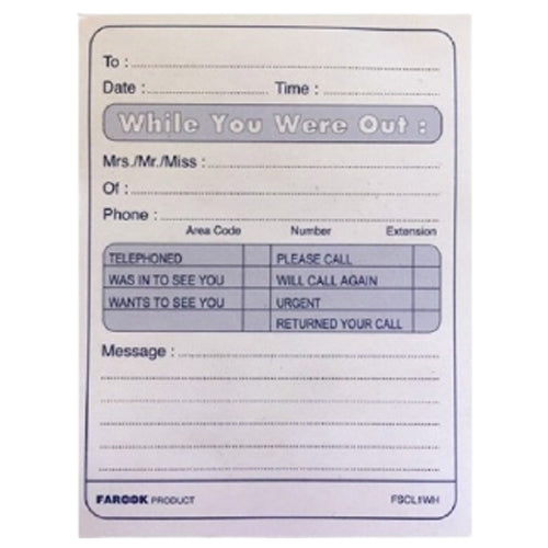 FIS While You Were Out Message Pad - Al Masam Stationery LLC