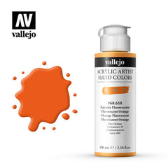 VALLEJO Fluid Acrylic 618-100ML. Fluorescent Orange