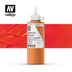 Vallejo Acrylic Studio Fluo 932-500ml. Fluorescent Orange