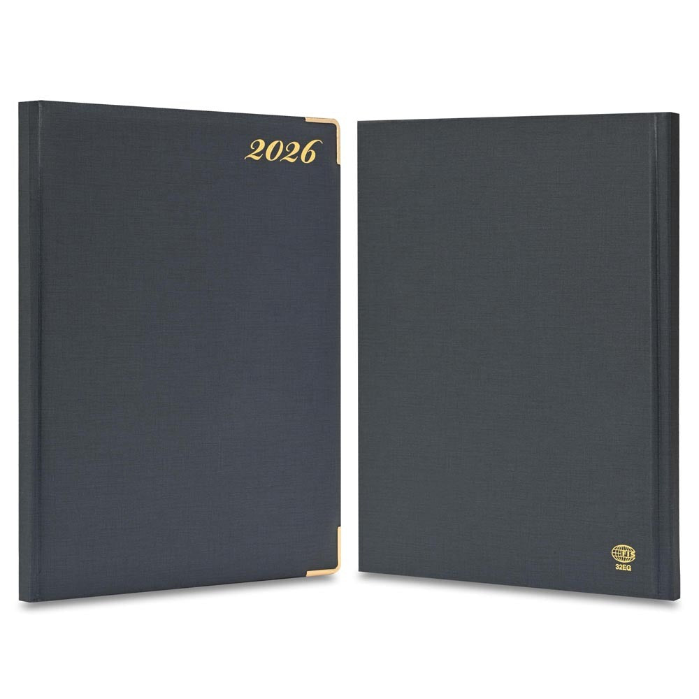 FIS Grey 210x260mm Padded English-French 2026 Diary-FSDI32EG26GY - Al Masam Stationery LLC