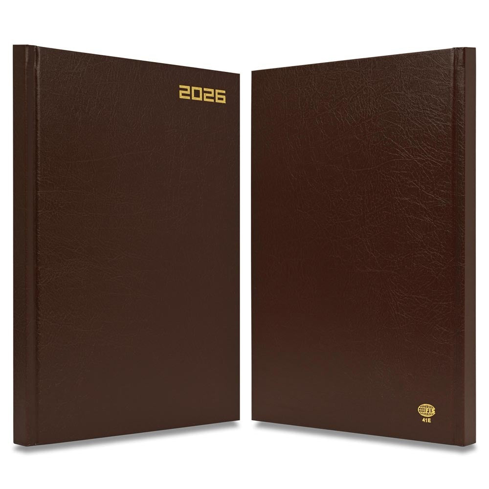 FIS Brown A4 Hard Cover Vinyl 2026 Daily Diary-FSDI41E26BR - Al Masam Stationery LLC
