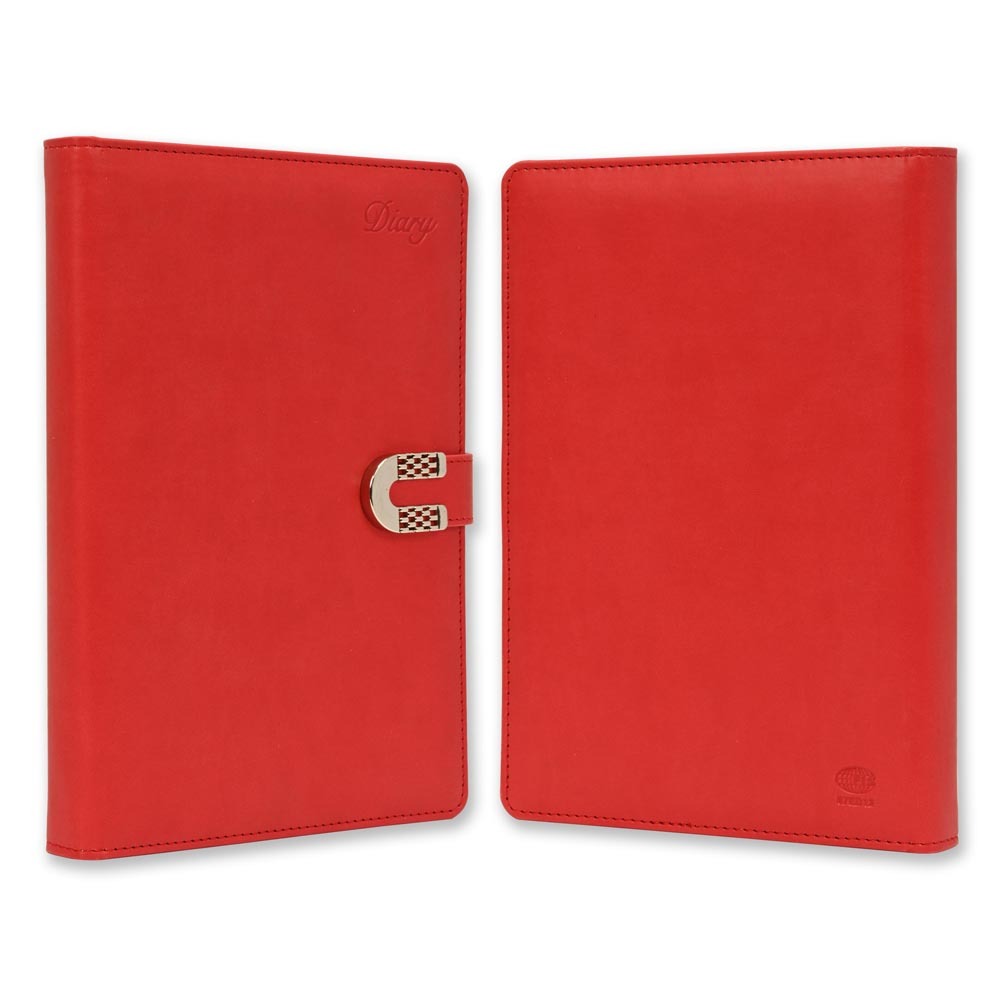 FIS Red 170x240mm PU Magnetic Lock 2026 Diary-FSDI87E26D12N - Al Masam Stationery LLC