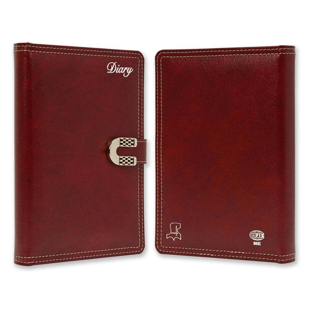 FIS Maroon A5 Bonded Leather Magnetic Lock 2026 Diary-FSDI86E26D06 - Al Masam Stationery LLC