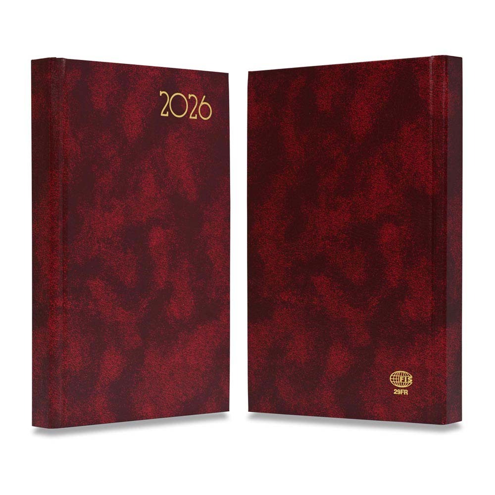 FIS Maroon A5 French Hard Cover Vinyl 2026 Diary-FSDI29FR26MR - Al Masam Stationery LLC