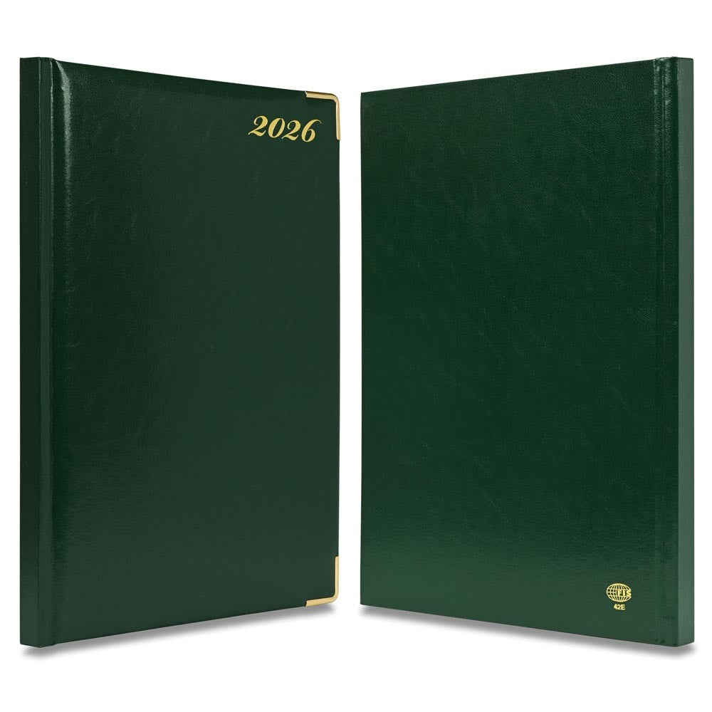 FIS Green A4 Golden Corner Hard Cover Vinyl 2026 Diary-FSDI42E26GR - Al Masam Stationery LLC