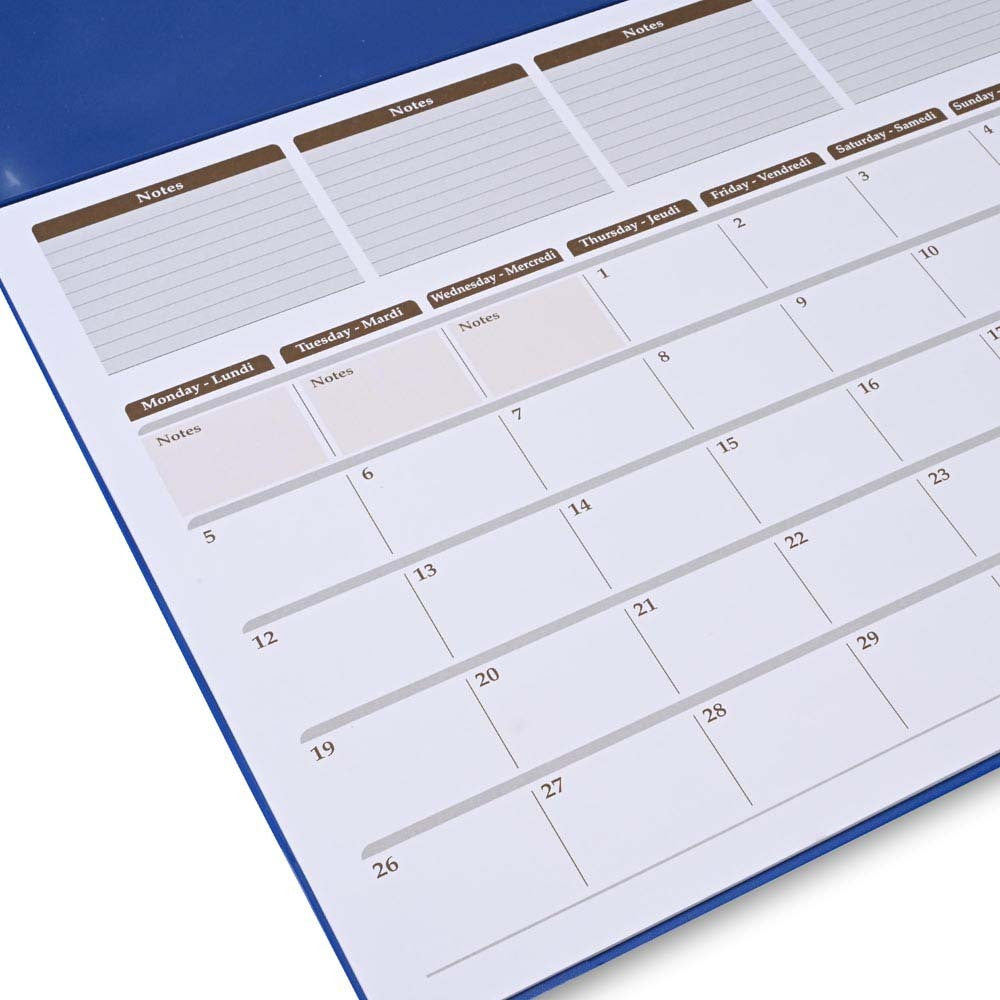 FIS Blue PVC 490x340mm English-French 2026 Desk Planner - FSDK2EF26BL - Al Masam Stationery LLC