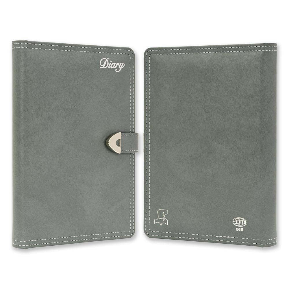 FIS Grey A5 Bonded Leather Magnetic Lock 2026 Diary-FSDI86E26D05 - Al Masam Stationery LLC