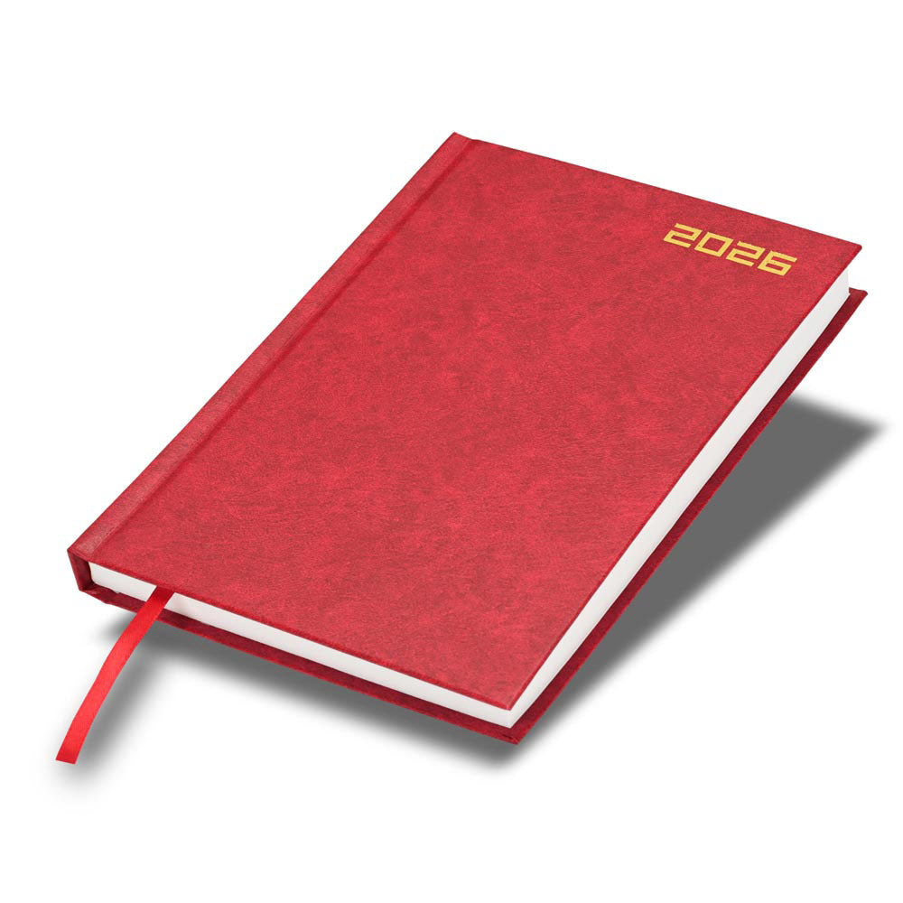 FIS Red A5 Hard Cover Vinyl 2026 Diary-FSDI21E26RE