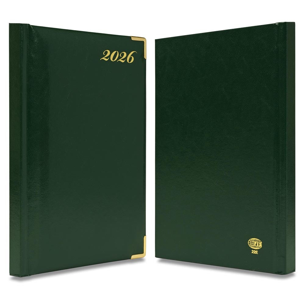 FIS Green A5 Golden Corner Hard Cover Vinyl 2026 Diary-FSDI22E26GR - Al Masam Stationery LLC