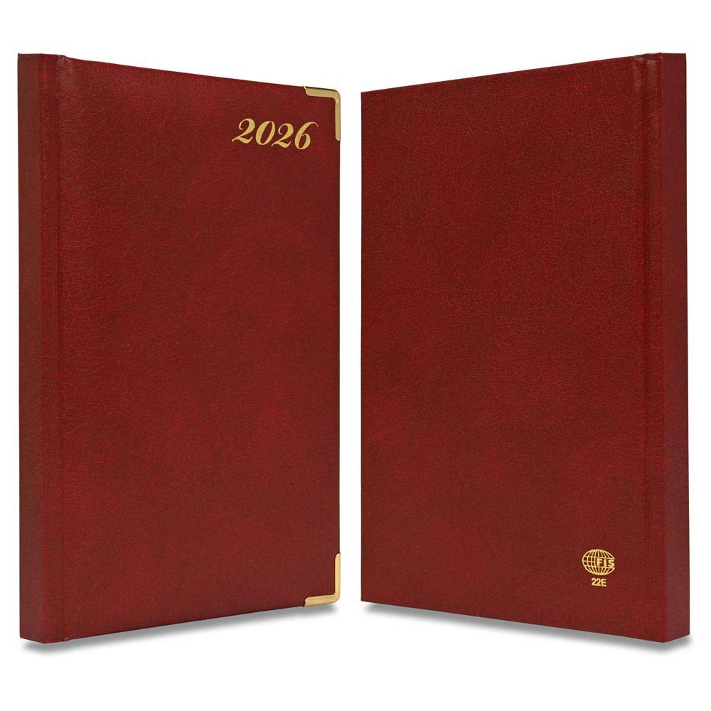 FIS Maroon A5 Golden Corner Hard Cover Vinyl 2026 Diary-FSDI22E26MR - Al Masam Stationery LLC