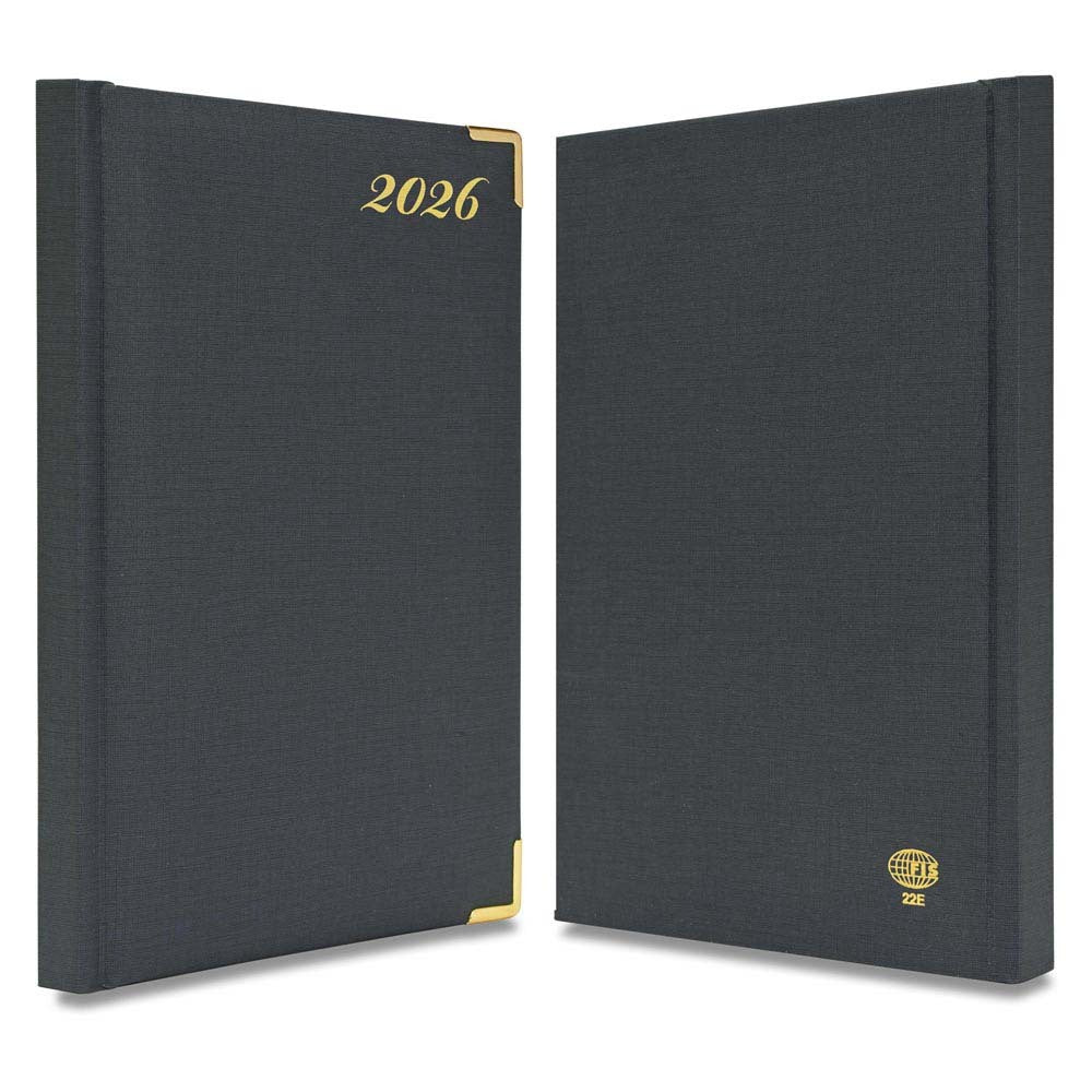 FIS Grey A5 Golden Corner Hard Cover Vinyl 2026 Diary-FSDI22E26GY - Al Masam Stationery LLC