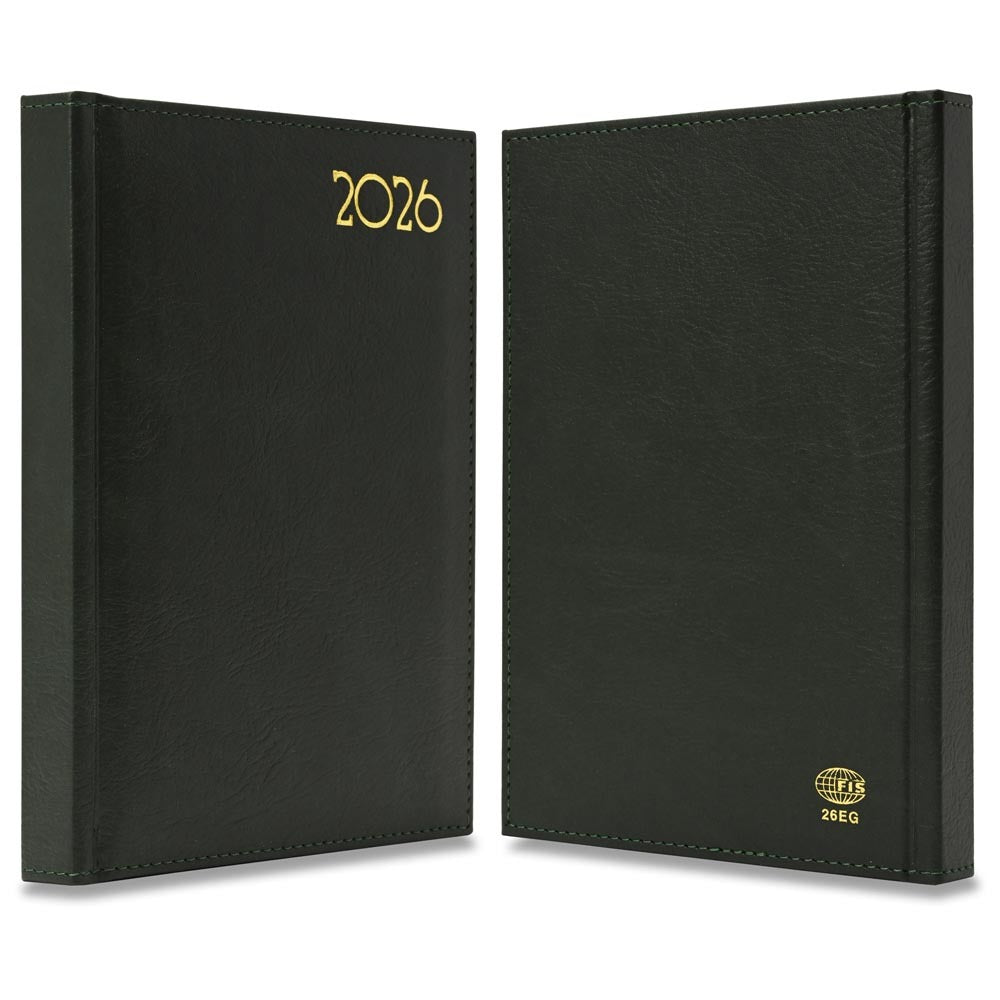 FIS Green A5 Golden PU Gilded Edge 2026 Diary-FSDI26EG26GR - Al Masam Stationery LLC