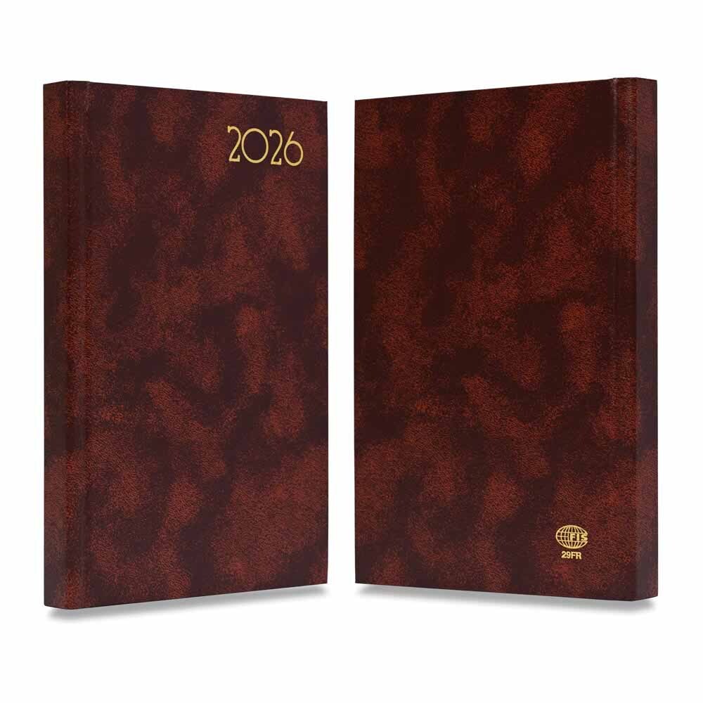 FIS Brown A5 French Hard Cover Vinyl 2026 Diary-FSDI29FR26BR - Al Masam Stationery LLC