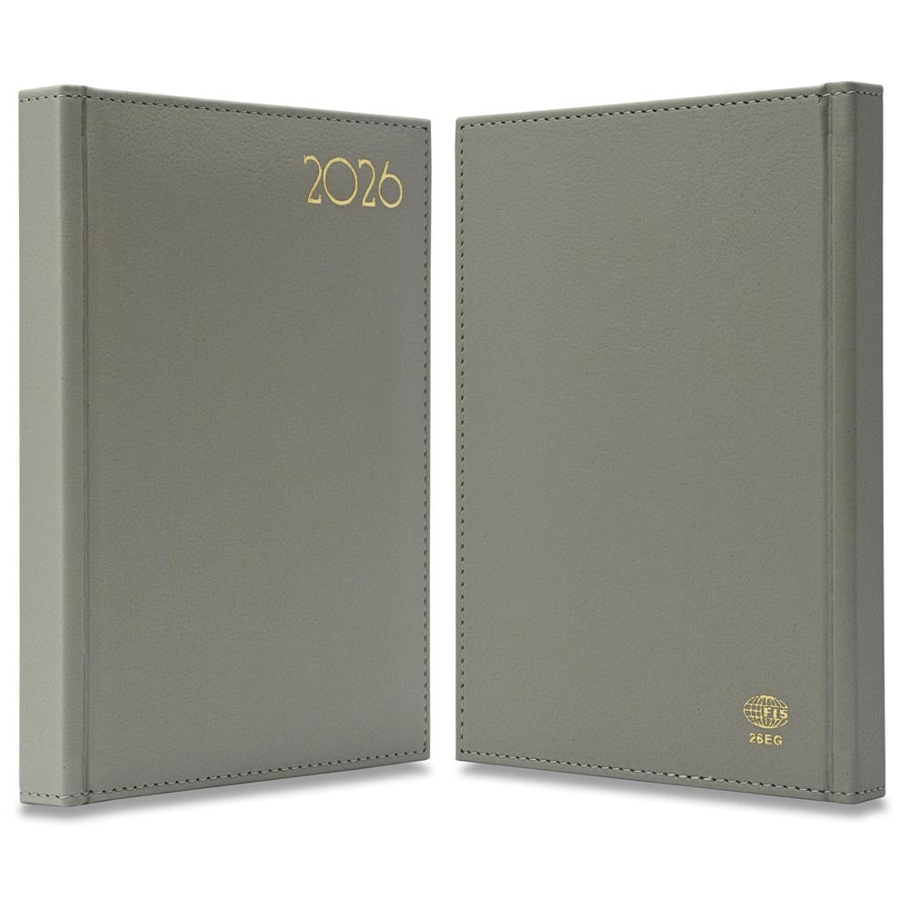 FIS Grey A5 Golden PU Gilded Edge 2026 Diary-FSDI26EG26GY - Al Masam Stationery LLC