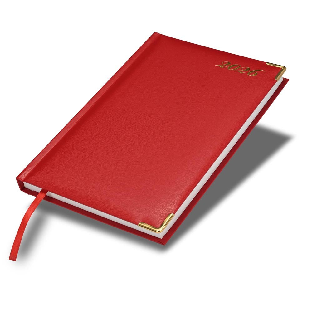 FIS Red A5 Golden Corner Hard Cover Vinyl 2026 Diary-FSDI22E26RE