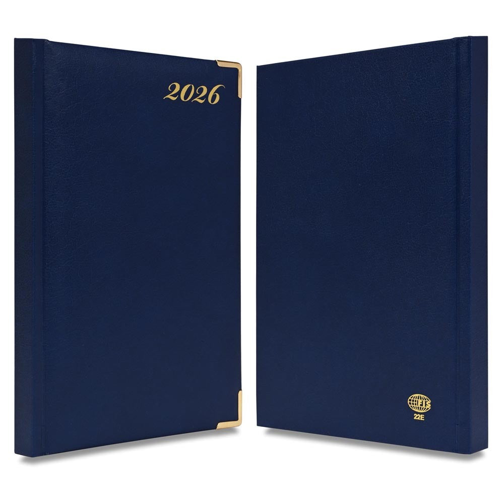 FIS Blue A5 Golden Corner Hard Cover Vinyl 2026 Diary-FSDI22E26BL - Al Masam Stationery LLC