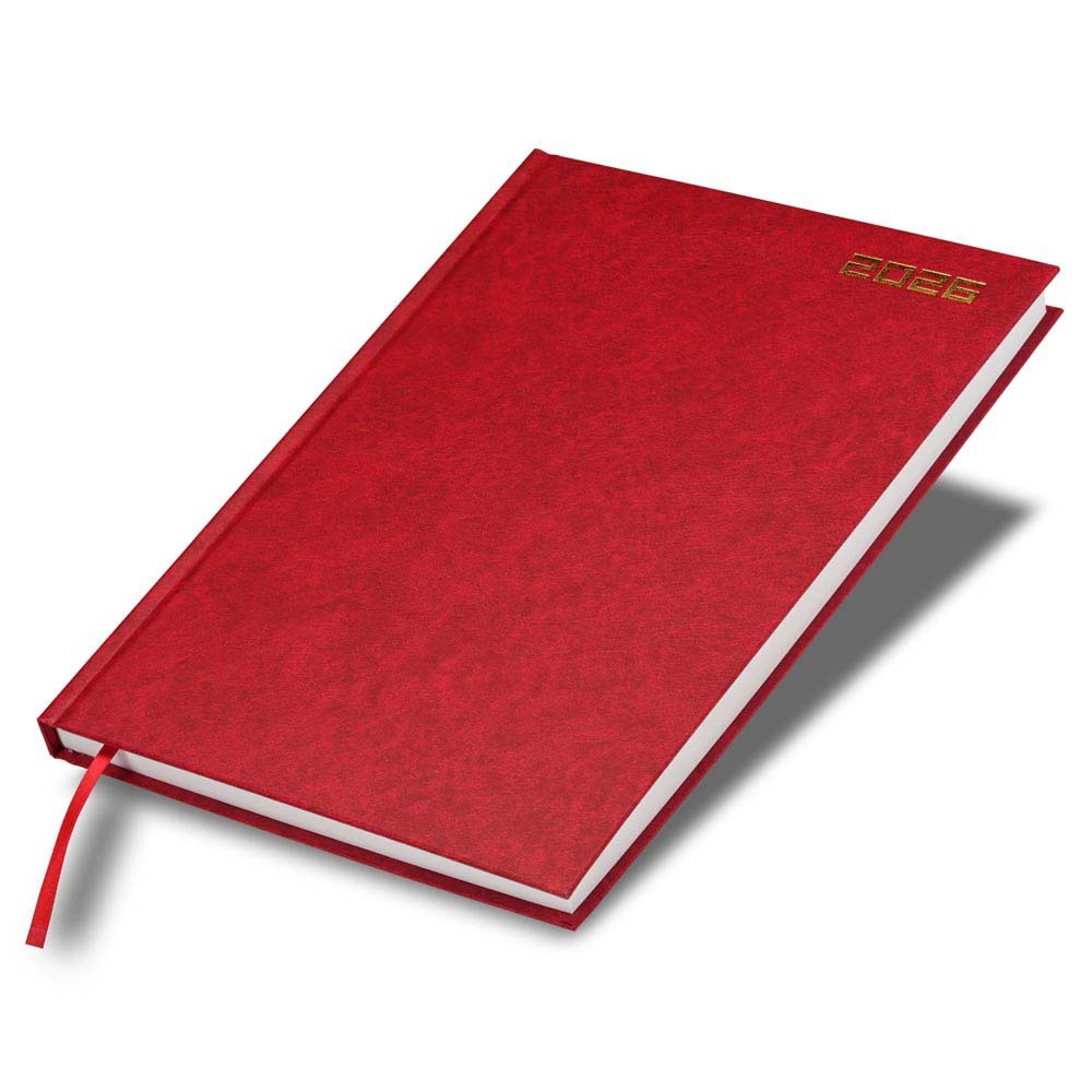 FIS Red A4 Hard Cover Vinyl 2026 Daily Diary-FSDI41E26RE