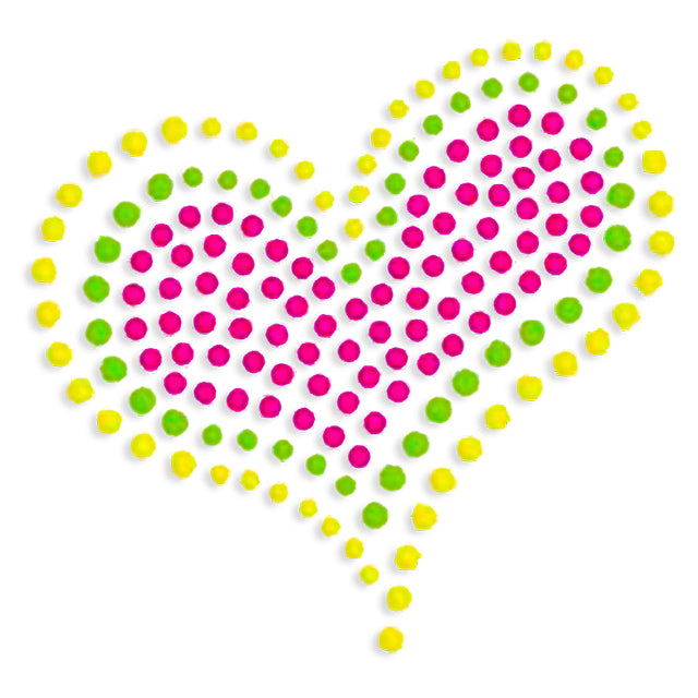 Hot Fix Iron On - Neon Rhinestud Heart (Med) - Al Masam Stationery LLC