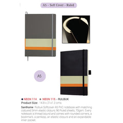 SANTHOME Soft Cover A5 Notebooks - (Ruled Sheets)