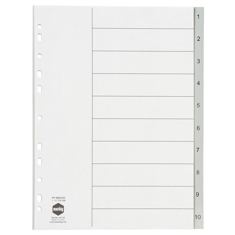 Divider (1-10) Pvc A4 Gray - Al Masam Stationery LLC