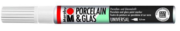 Marabu Porcelain & Glas Painter, 070 White, 0.8Mm - Al Masam Stationery LLC