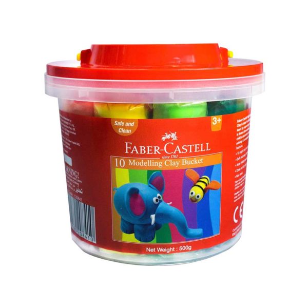 FABER-CASTELL 10 Modelling Clay 500 GM Plastic Bucket - Al Masam Stationery LLC