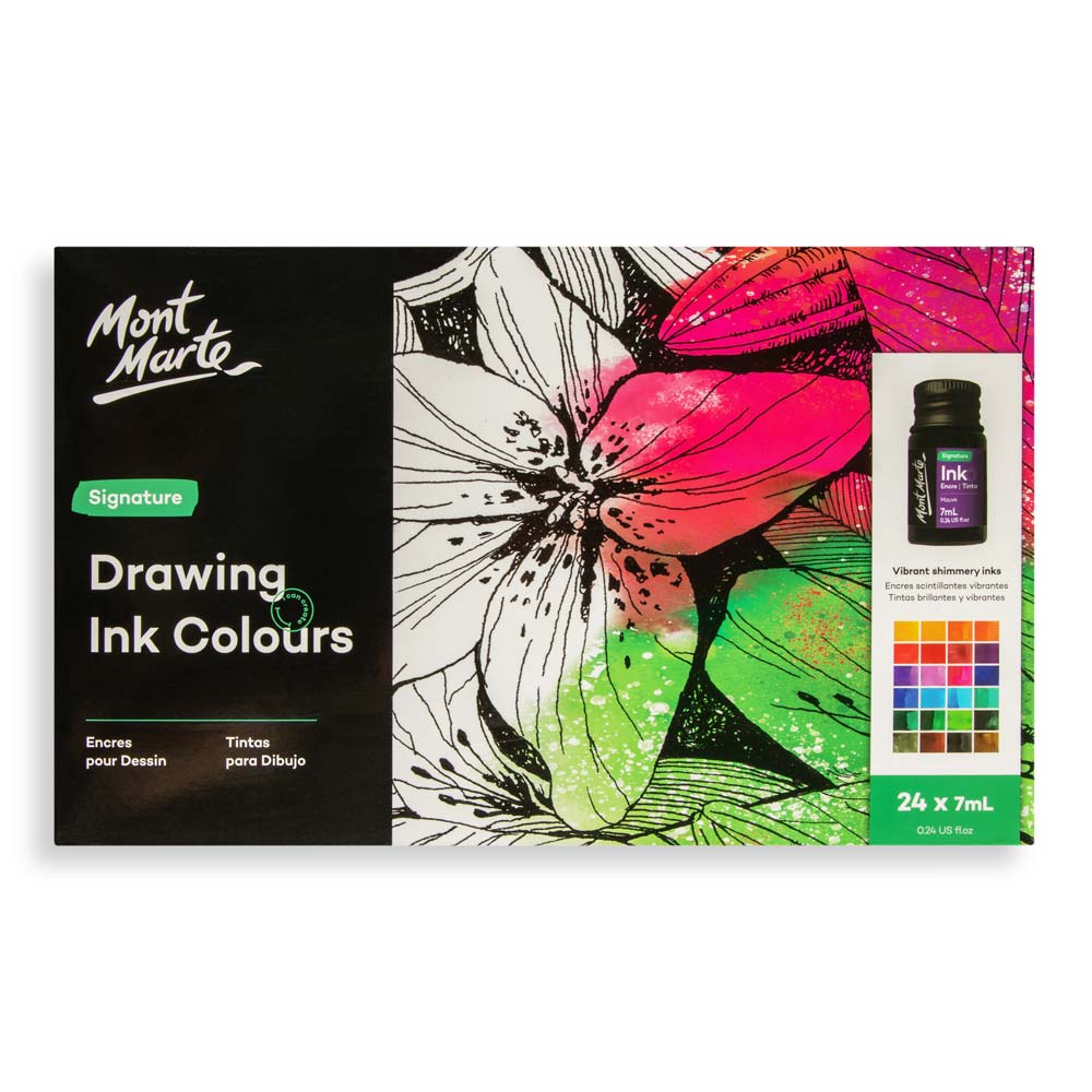 Mont marte Drawing Ink Colours 24pc x 7ml - Al Masam Stationery LLC