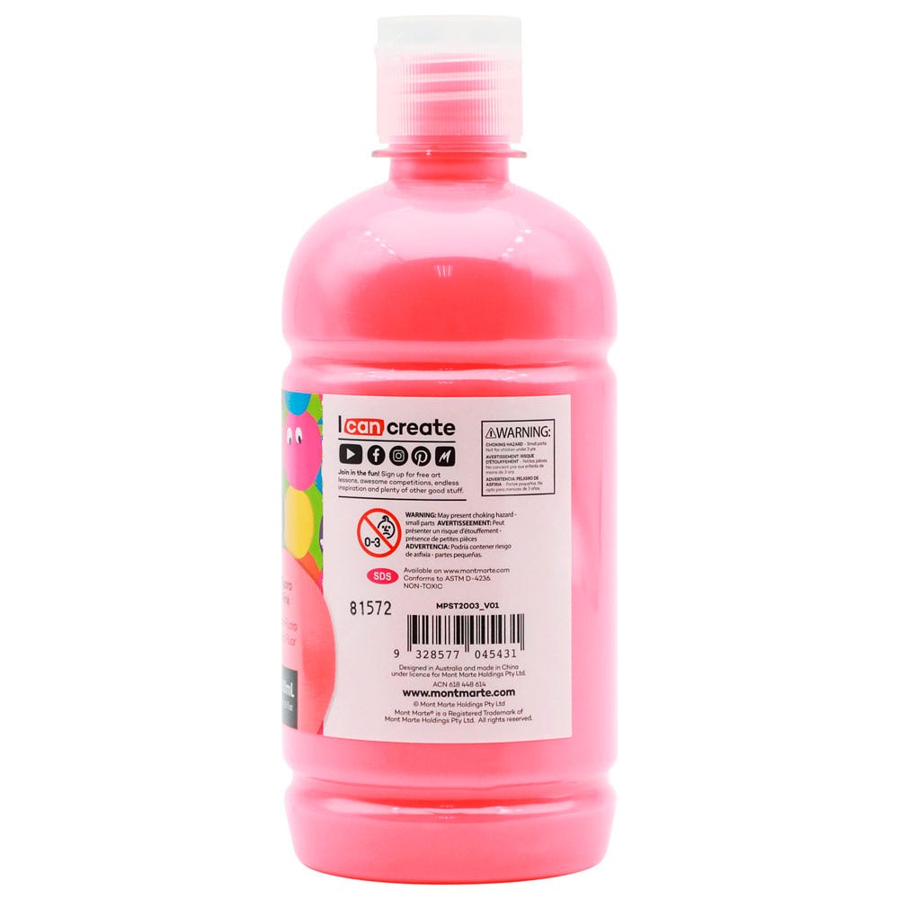 Mont Marte Poster Paint 500ml - Fluoro Pink - Al Masam Stationery LLC