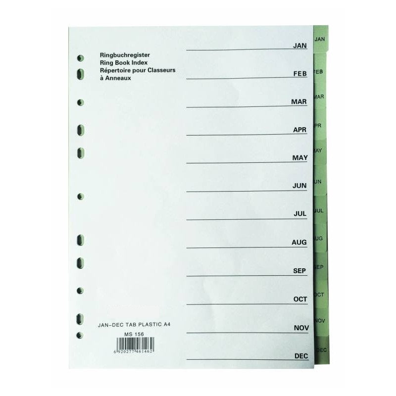 Divider PVC (Jan-Dec) A4 Gray - Al Masam Stationery LLC