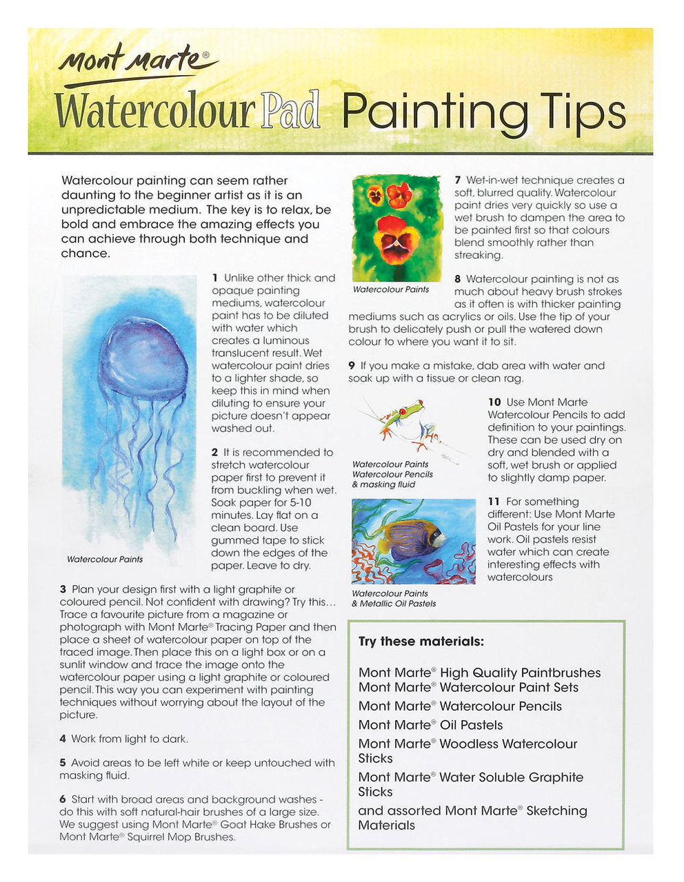 Mont Marte Cotton Watercolour Paper Pad 300gsm A4 12 Sht - Al Masam Stationery LLC