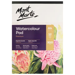 Mont Marte Cotton Watercolour Paper Pad 300gsm A4 12 Sht