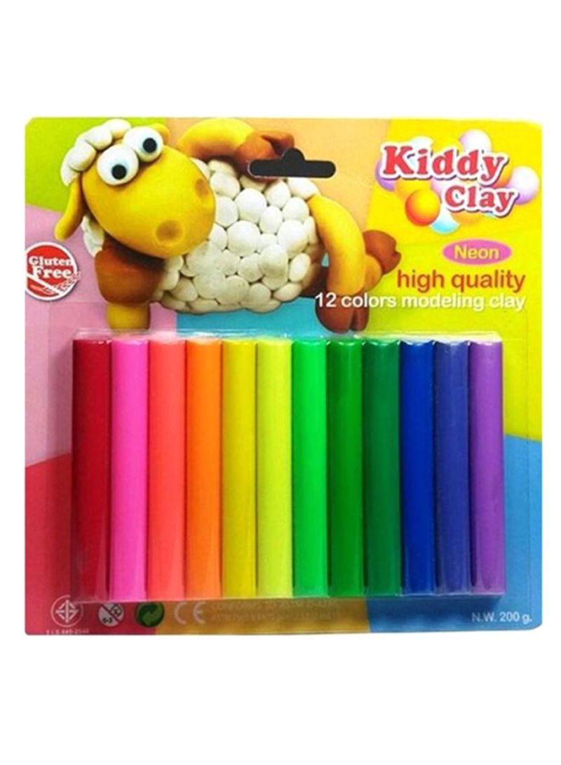 Kiddy Clay Modeling Clay set of 12 Neon Color - Al Masam Stationery LLC