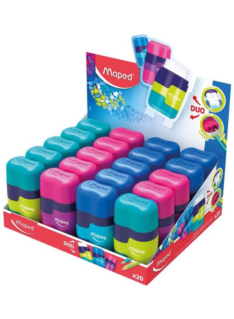 Maped Connect 2Hole Sharpner-Eraser Soft Touch - (Pack of 20) - Al Masam Stationery LLC