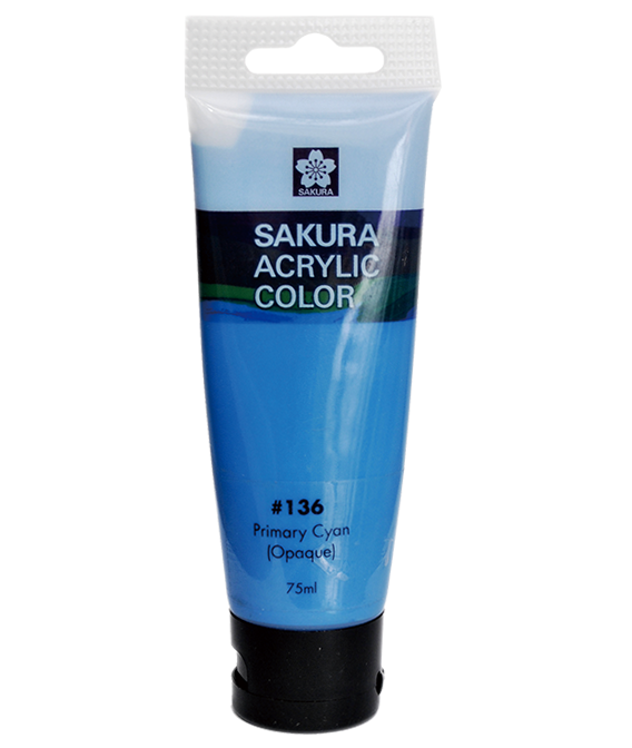 SAKURA ACRYLIC 75ML PRIMARY CYAN - Al Masam Stationery LLC