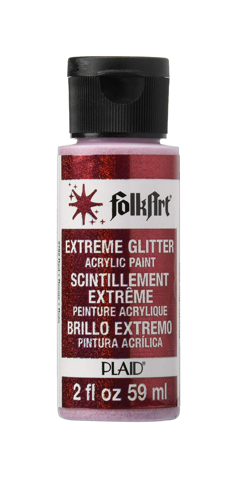 Folkart Extreme Glitter Multi Surface Paints Red - Al Masam Stationery LLC