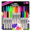 Assorted set of 24 Sharpie Fine Tip Permanent Markers with colorful caps and black ink tips, ideal for writing and art projects.