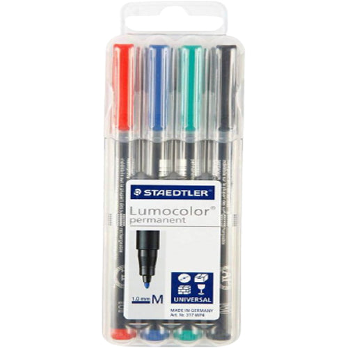 Staedtler Lumocolor OHP Permanent Pen M (317-WP4-M) - Al Masam Stationery LLC