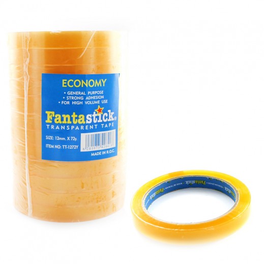 Fantastick Stationery Tape 1/2" X 72yds Yellow Pack of 12rolls - Al Masam Stationery LLC