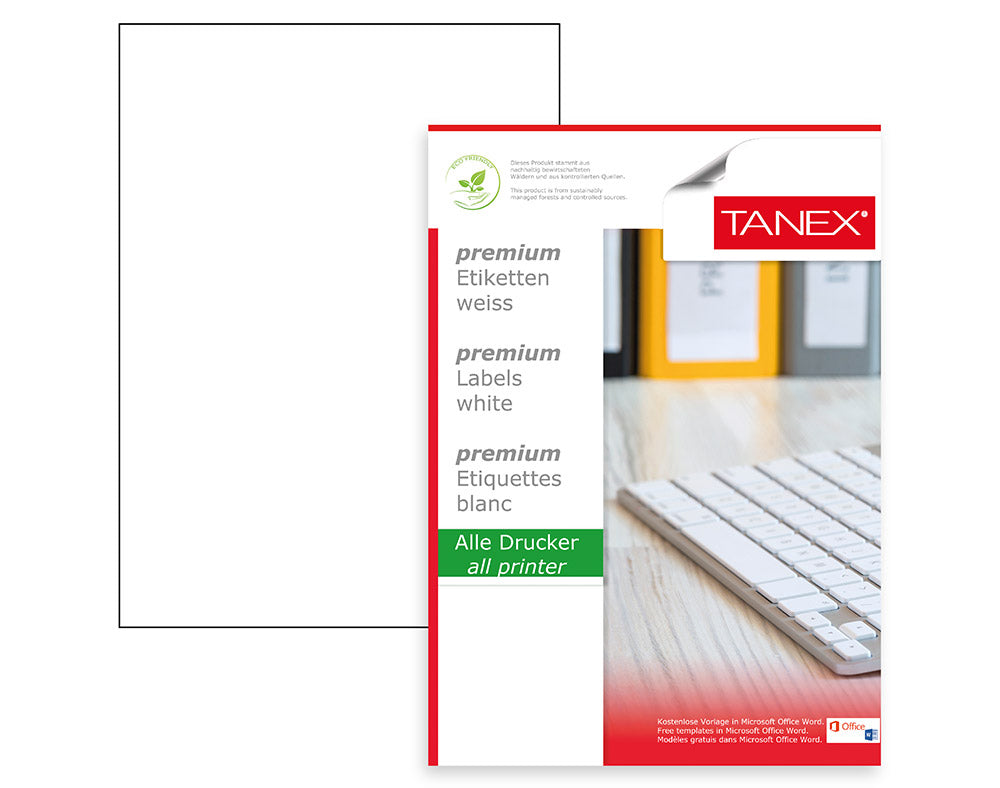 TANEX A4 1 LABEL 210x297 25 SH - Al Masam Stationery LLC
